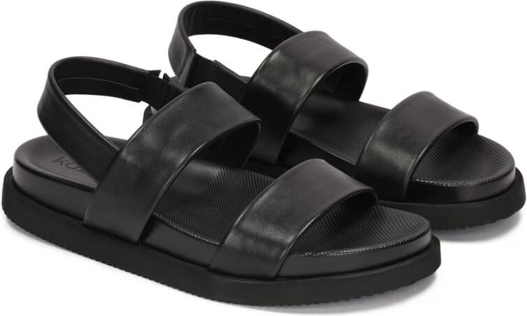 Kazar Zwarte Leren Sandalen met Elastische Band Black Heren