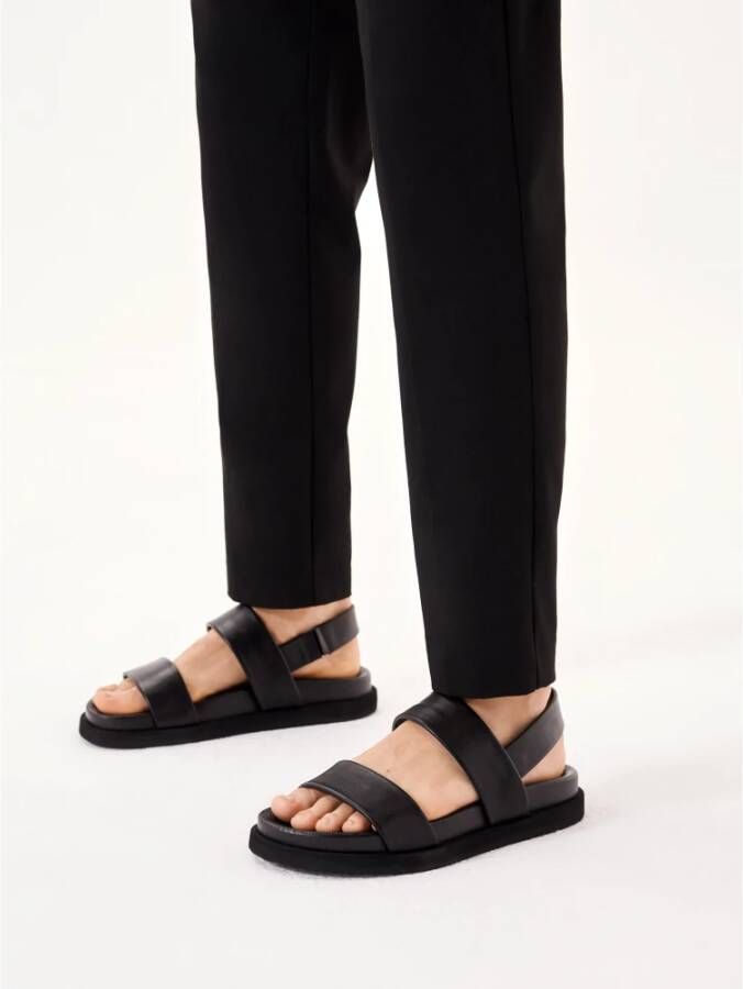 Kazar Zwarte Leren Sandalen met Elastische Band Black Heren