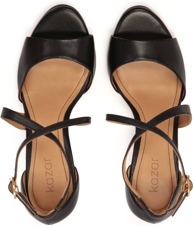 Kazar Zwarte leren sandalen met kruisbanden Black Dames