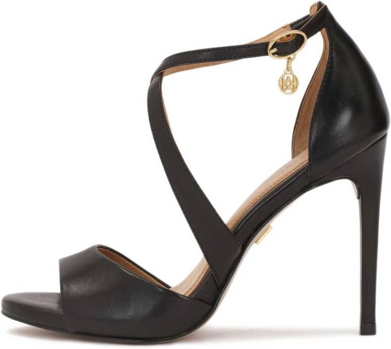 Kazar Zwarte leren sandalen met kruisbanden Black Dames