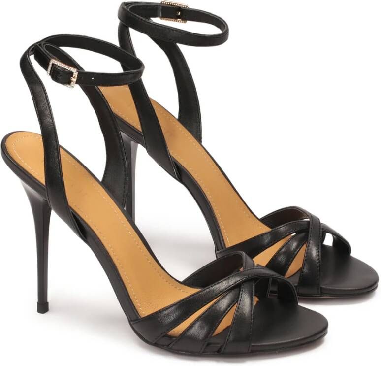 Kazar Zwarte leren sandalen vastgemaakt rond de enkel Black Dames