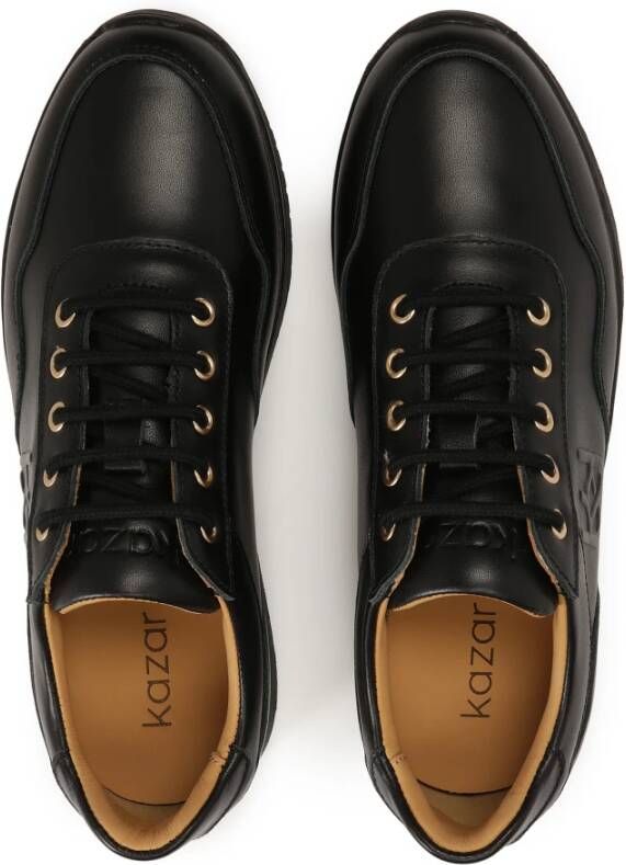 Kazar Zwarte leren sneakers met gouden accenten Black Dames