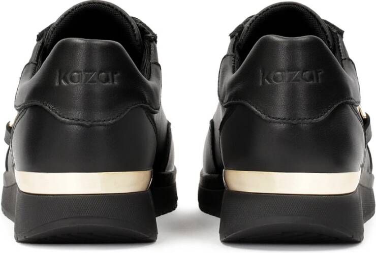 Kazar Zwarte leren sneakers versierd met gouden elementen Black Dames