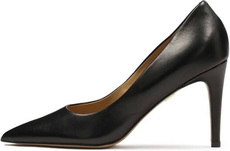 Kazar Zwarte leren stiletto's met puntige neuzen Black Dames