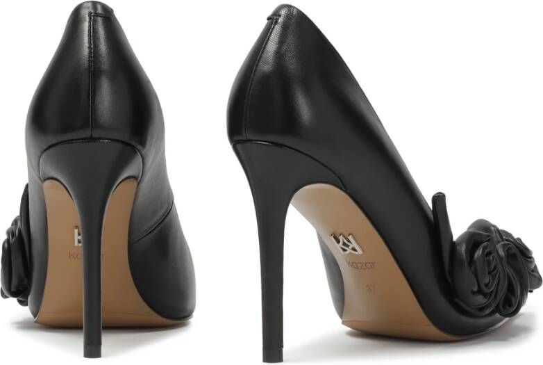 Kazar Zwarte leren stiletto's met rozen Black Dames