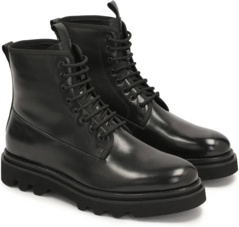 Kazar Zwarte Leren Wandelschoenen Black Heren