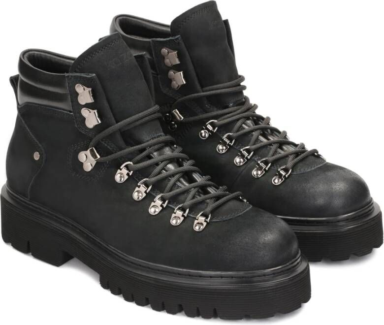 Kazar Zwarte Leren Wandelschoenen Black Heren