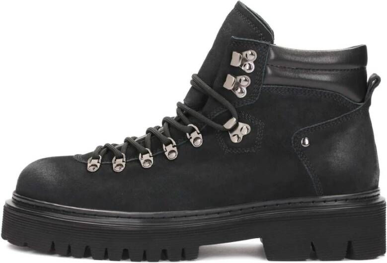 Kazar Zwarte Leren Wandelschoenen Black Heren