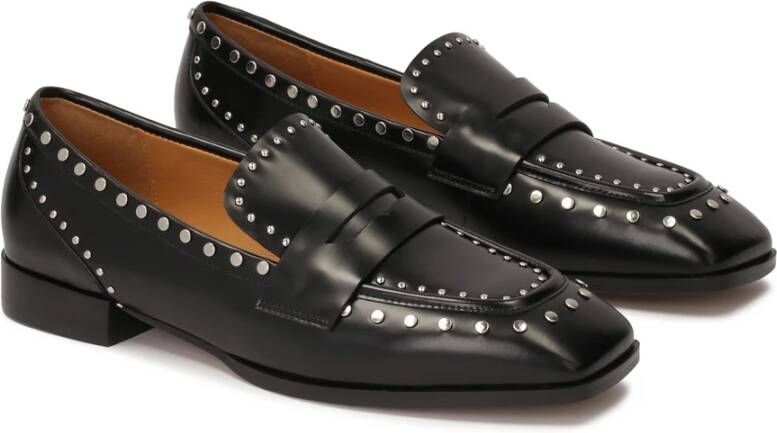 Kazar Zwarte loafers met zilveren metalen noppen Black Dames