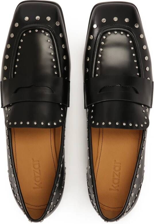 Kazar Zwarte loafers met zilveren metalen noppen Black Dames