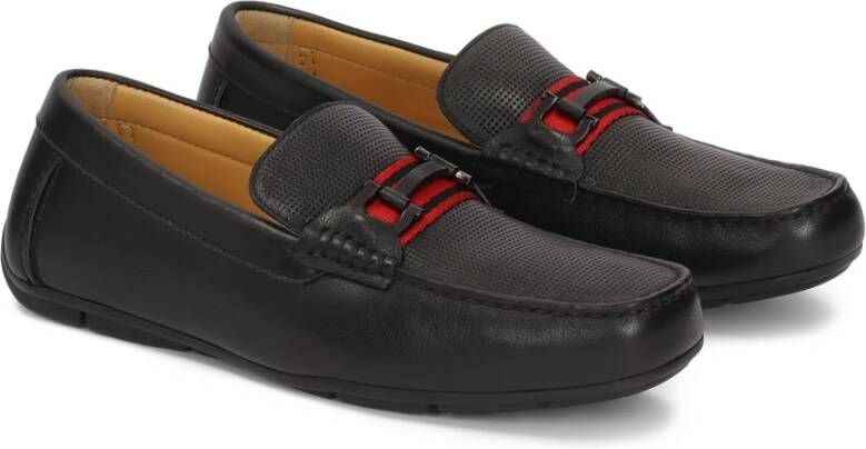 Kazar Zwarte mocassins met rode streep Black Heren