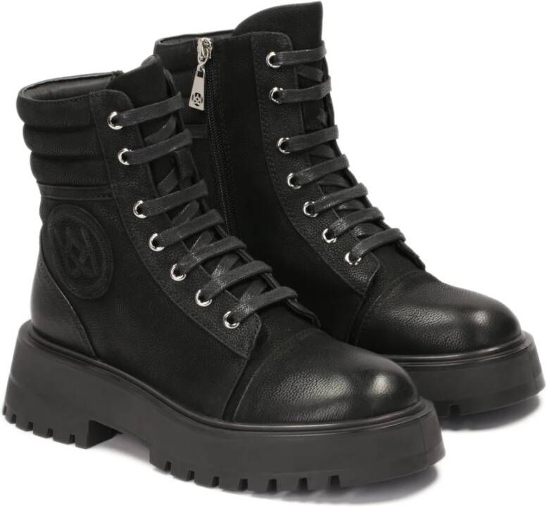 Kazar Zwarte nubuck laarzen op klavertjezool Black Dames