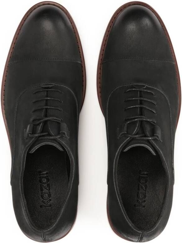 Kazar Zwarte nubuck schoenen op contrasterende zool Black Heren