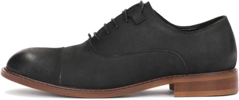 Kazar Zwarte nubuck schoenen op contrasterende zool Black Heren