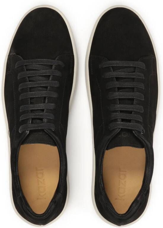 Kazar Zwarte nubuck sneakers op een dikke witte zool Black Heren