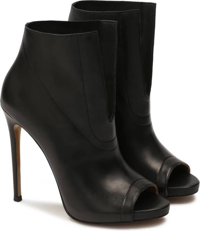 Kazar Zwarte peep toe enkellaarzen met hak Black Dames