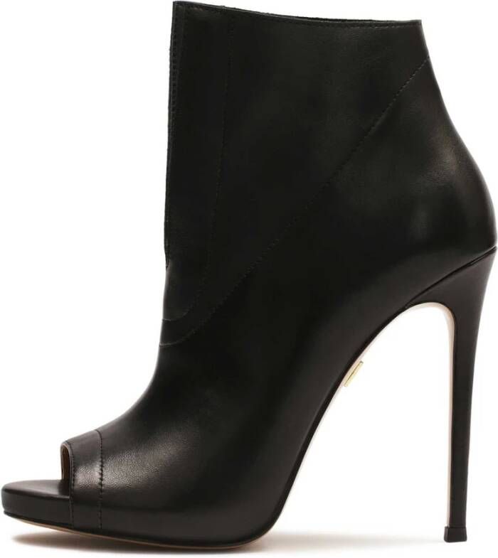 Kazar Zwarte peep toe enkellaarzen met hak Black Dames