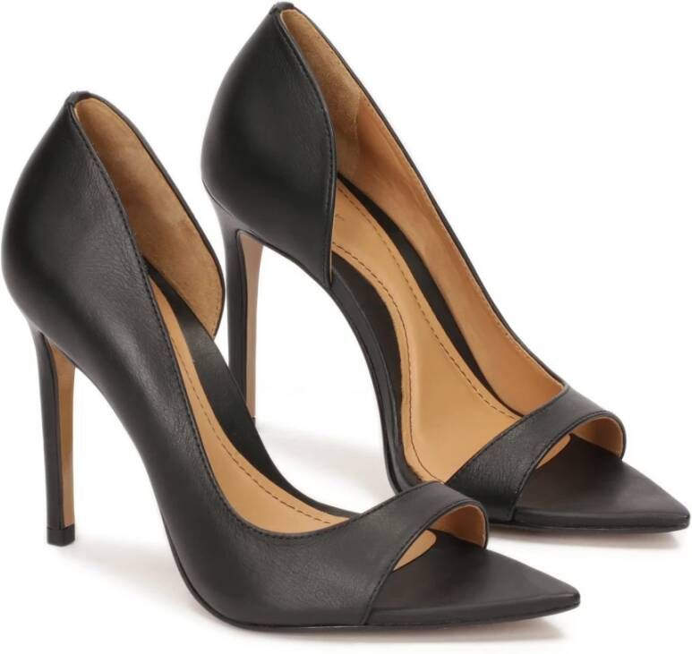 Kazar Zwarte peep toe pumps met puntige neus Black Dames