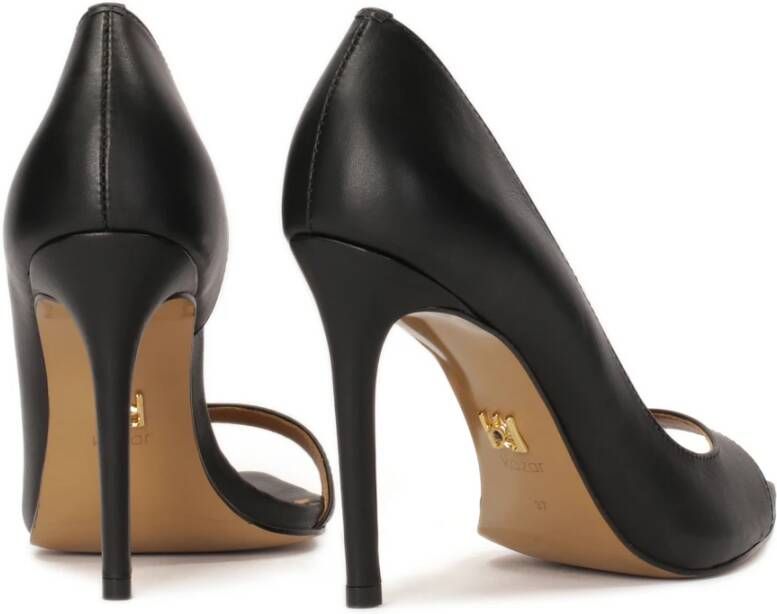 Kazar Zwarte peep toe pumps met puntige neus Black Dames