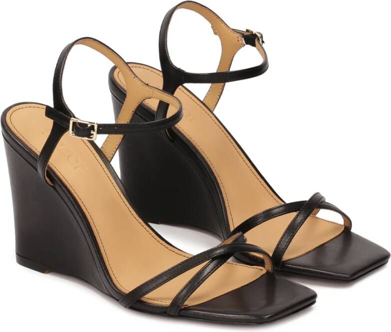 Kazar Zwarte platform sandalen met vierkante neus Black Dames