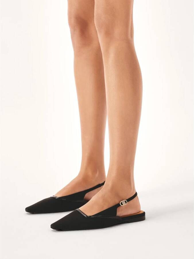 Kazar Zwarte platte pumps met verlengde voorkant Black Dames