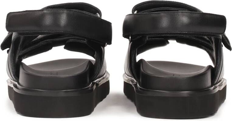 Kazar Zwarte platte sandalen met klittenbandsluiting Black Dames