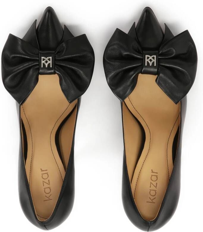 Kazar Zwarte pumps met grote strik en monogram Black Dames