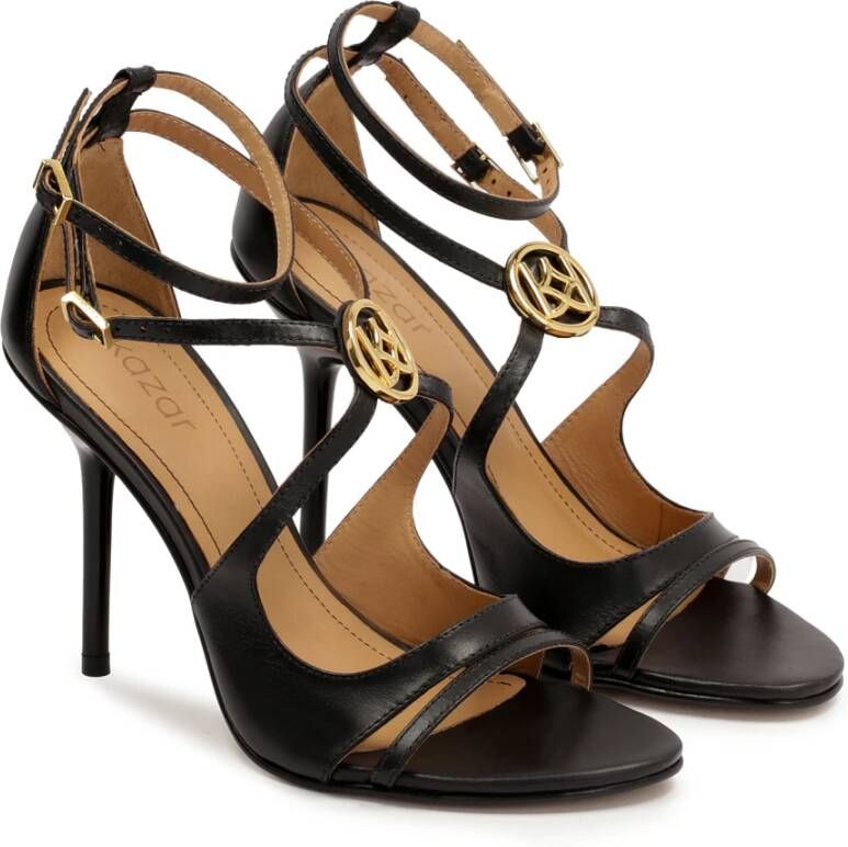 Kazar Zwarte sandalen met fijn gesneden bovenwerk Black Dames