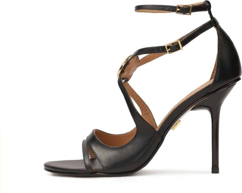 Kazar Zwarte sandalen met fijn gesneden bovenwerk Black Dames