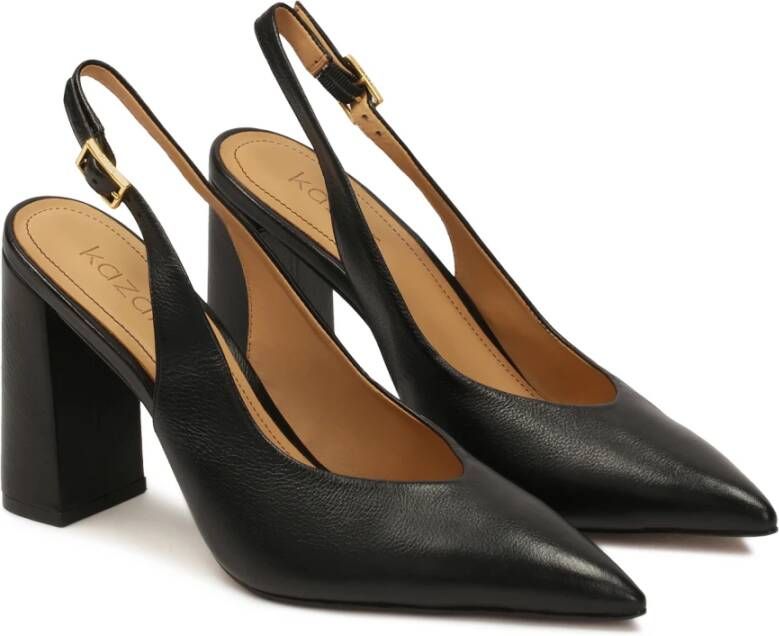 Kazar Zwarte slingback pumps met een brede hak Black Dames