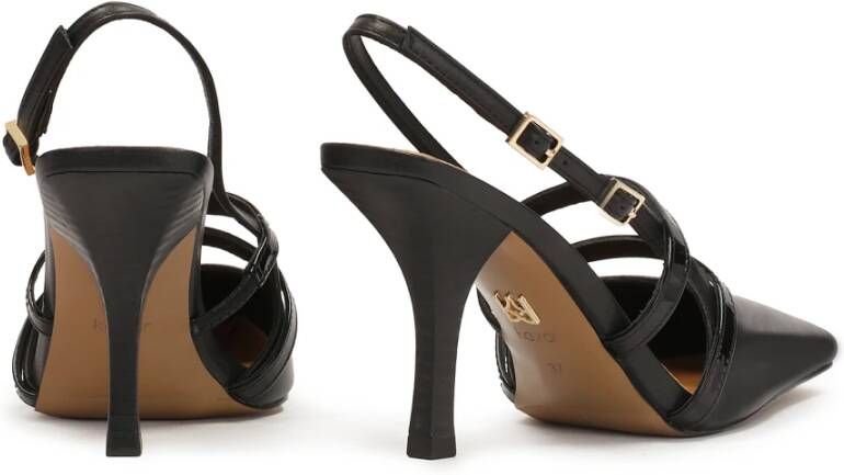 Kazar Zwarte slingback pumps met gelakte bandjes Black Dames