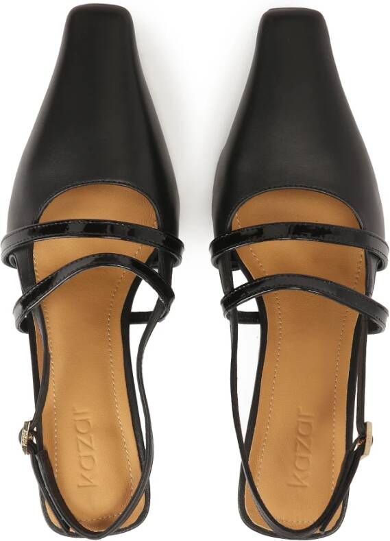 Kazar Zwarte slingback pumps met gelakte bandjes Black Dames