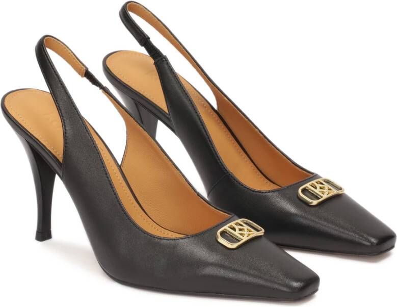 Kazar Zwarte slingback pumps met smalle vierkante neus Black Dames