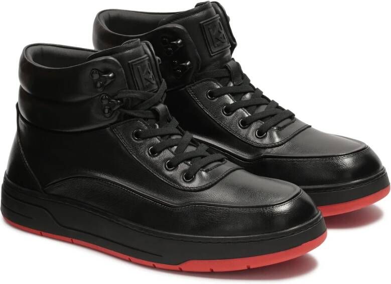 Kazar Zwarte sneakers met contrasterende rode zool Black Heren