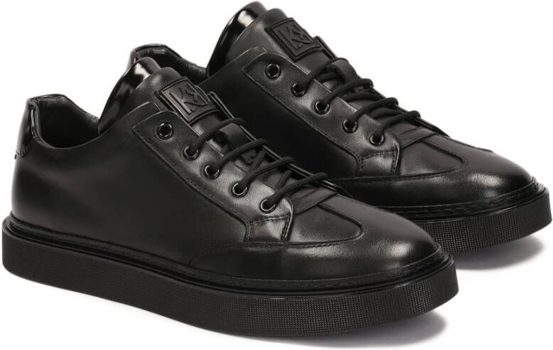 Kazar Zwarte sneakers met versierde zool en tong Black Heren