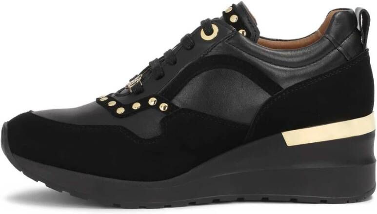 Kazar Zwarte sneakers op een verhoogde zool Black Dames