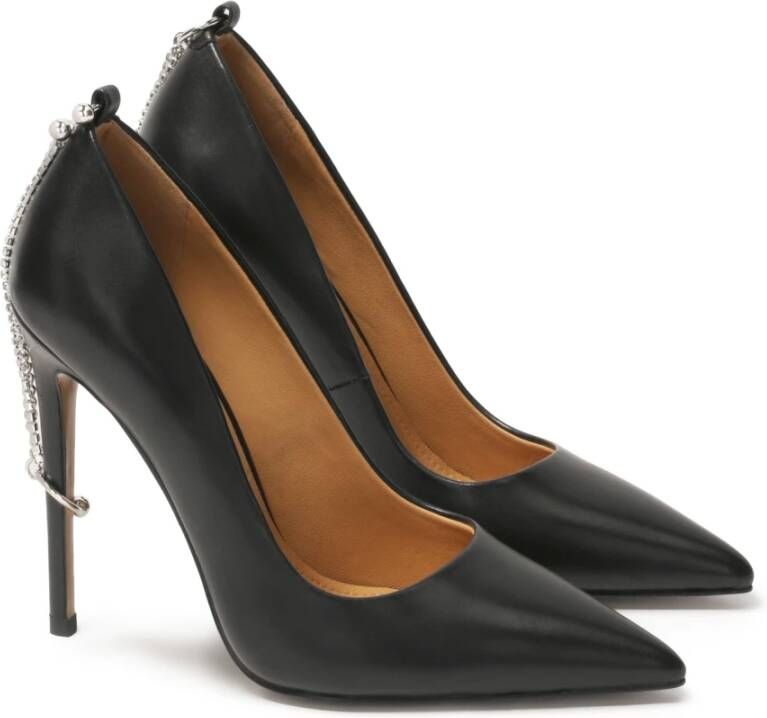 Kazar Zwarte stiletto's met een ketting vastgemaakt aan de hak Black Dames