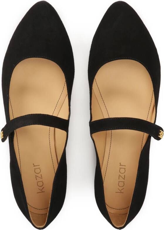 Kazar Zwarte suède ballerina's in Mary Jane-stijl Black Dames