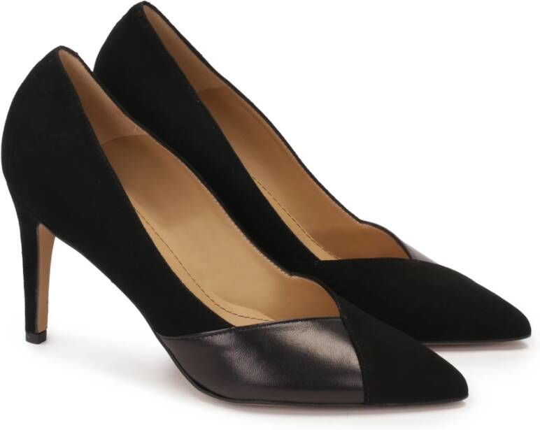 Kazar Zwarte suède en gladleren pumps Black Dames