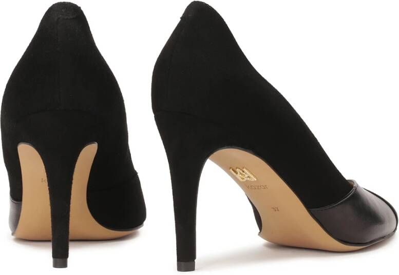 Kazar Zwarte suède en gladleren pumps Black Dames