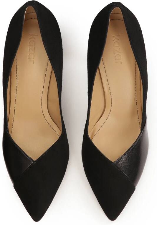 Kazar Zwarte suède en gladleren pumps Black Dames