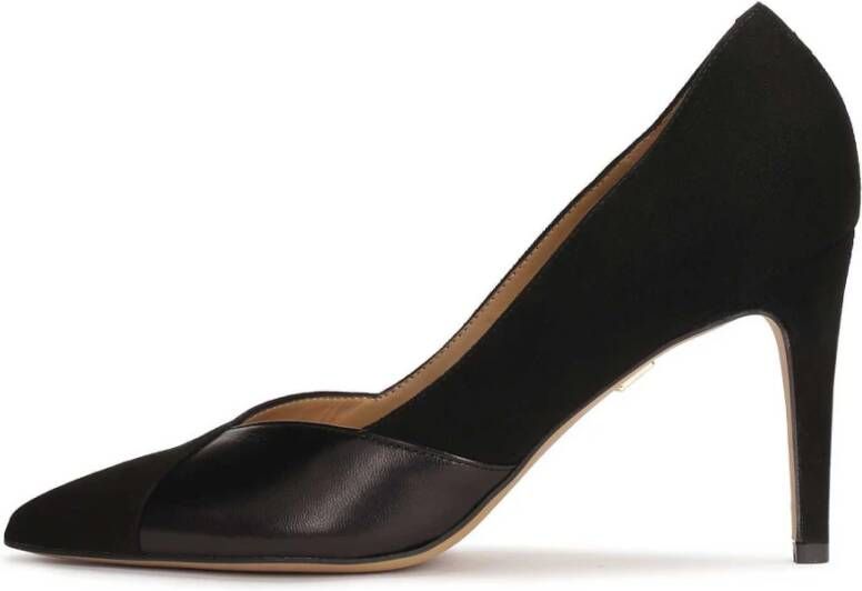 Kazar Zwarte suède en gladleren pumps Black Dames