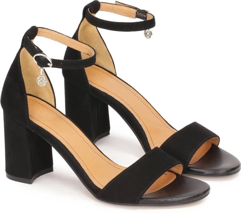 Kazar Zwarte Suède Enkelband Sandalen Black Dames