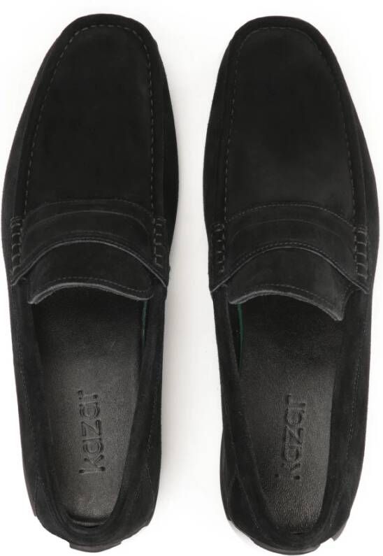 Kazar Zwarte suède mocassins met een kenmerkende zool Black Heren