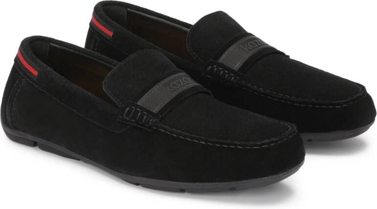 Kazar Zwarte suède mocassins versierd met logolint Black Heren