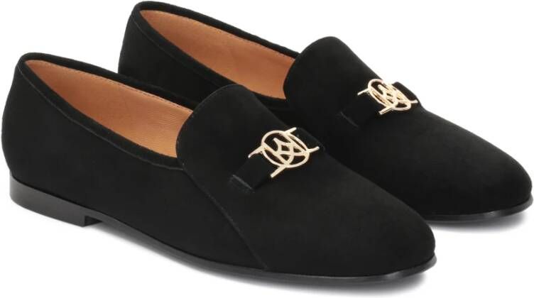 Kazar Zwarte suède platte schoenen Black Dames