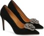 Kazar Zwarte suède pumps met glanzende bloem Black Dames - Thumbnail 3