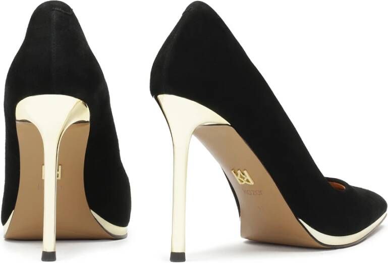 Kazar Zwarte suède pumps met gouden hak Black Dames