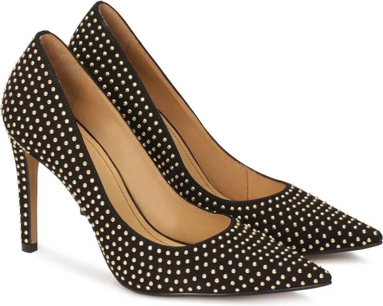 Kazar Zwarte suède pumps met gouden studs Black Dames