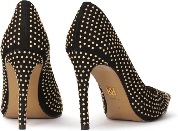 Kazar Zwarte suède pumps met gouden studs Black Dames